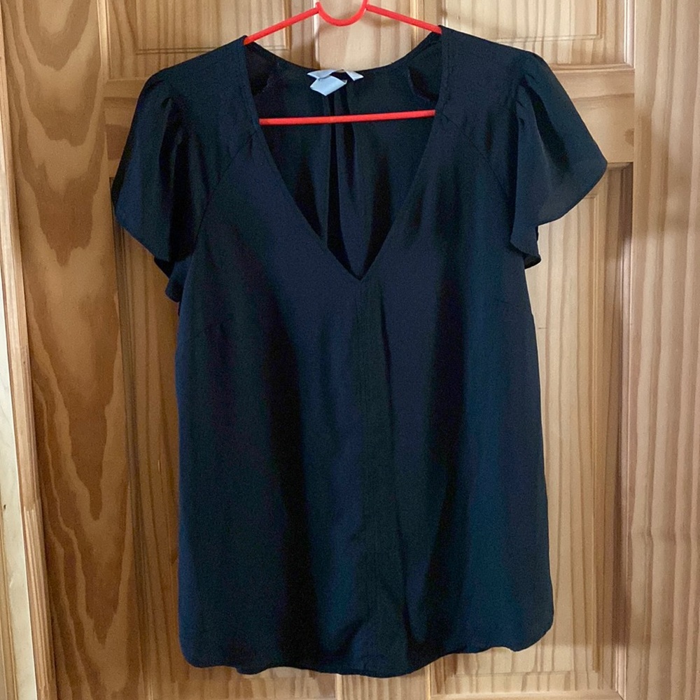 H&M black business casual v-neck blouse (size 12)